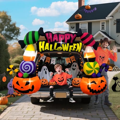 Kalolary 6FT Pumpkin Arch Halloween Inflatable Car Decoration with LED Lights - Trunk or Treat Yard Lawn Decor