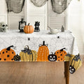 Halloween Tablecloth 52x70 Inch Rectangular Jack-O-Lantern White Decor
