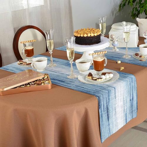 Blue Table Runner 16x72 Inch Ombre Abstract Farmhouse Decor Lightskyblue Variation