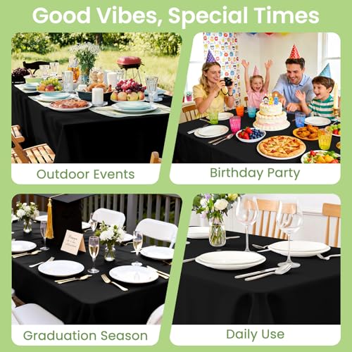 Disposable Plastic Tablecloth 54x108 Inch, Black - 4 Pack for Events