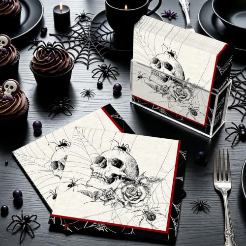 Black Gothic Halloween Paper Napkins 6.5 Inch - 100 pcs Halloween Party Supplies