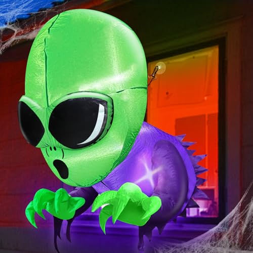 Halloween Alien Inflatable Outdoor Decoration - 3.5ft Window Breakout Scene