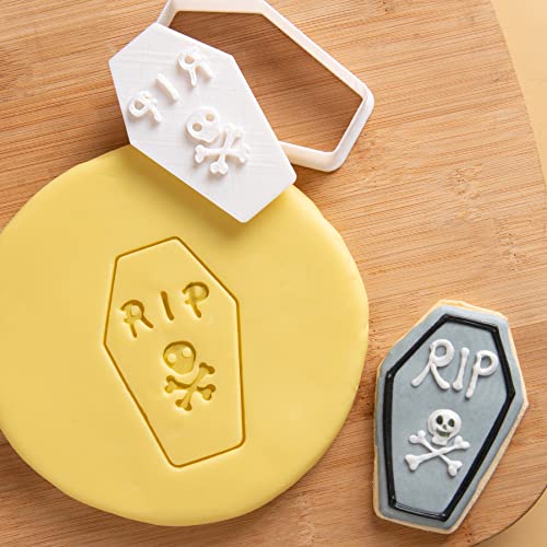Halloween Cookie Cutter Tombstone with Plunger Stamp - 3.5 Inch Dump Tombstone