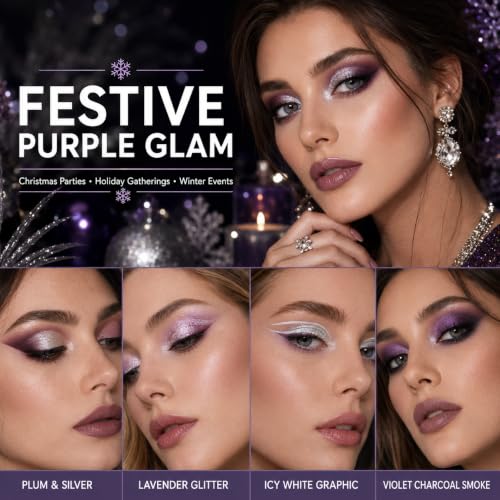 Purple Eyeshadow Palette - 16 Color Makeup for Halloween & Gothic Looks - Variation: Purple