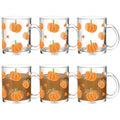 Maxcheck Pumpkin Coffee Mug Set - 6 Pack 12 oz Fall Glass Cups