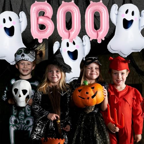 Pink Halloween Ghost Balloons Set - Ghost Foil Balloons for Party Decor & Photos