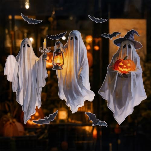 Large Halloween Ghost Window Clings - Creepy Ghost Stickers for Window Decoration