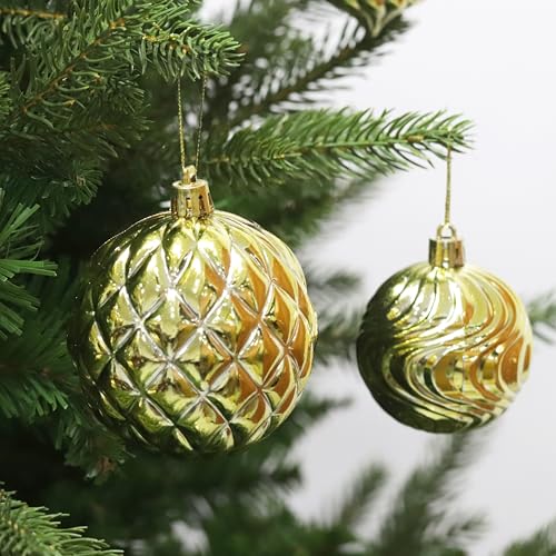 Christmas Ornaments Set with 36PCS Shatterproof Tree Decorations - Gold, 3 Sizes, 7 Styles - Variation: Gold / 36 pcs
