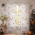 2Pcs White Sheer Curtains for Window 52x96 Inch - Bat Ghost Pumpkin Halloween Decor