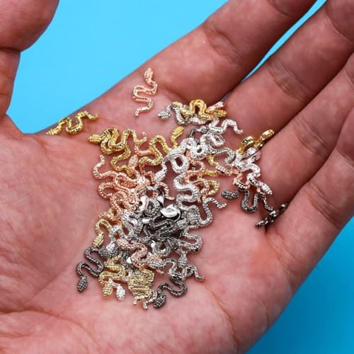 Halloween Nail Charms Cartoon Snake Nail Gems 5D Gold Silver Nail Art Decorations - Variation ASD-06