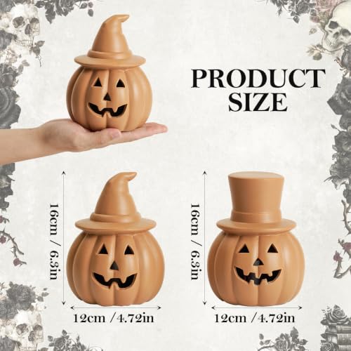 Halloween Pumpkin Lights Set - Rustic Terracotta Decorative Lanterns for Fall & Halloween