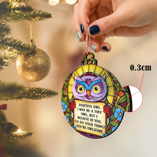 Positive Owl Encouragement Ornament - Mini Halloween Tree Decoration - Owl Variation