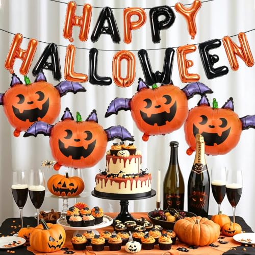 Halloween Balloons Banner with Pumpkin Balloons for Party Decorations