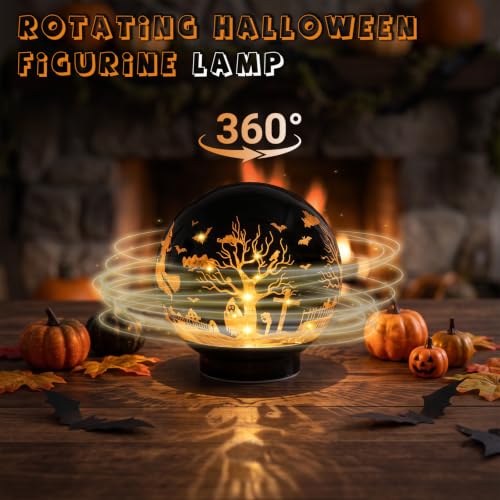 Halloween Rotating Lamp with Timer - Spooky Figurine Light - Halloween