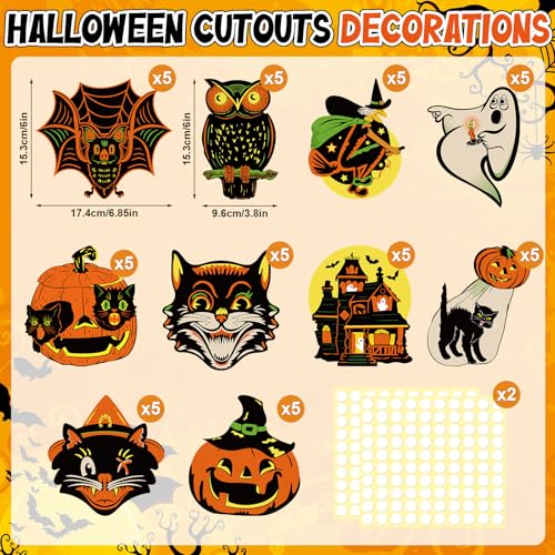 50Pcs Halloween Cardboard Cutouts Set for Party Decor, Home & Classroom