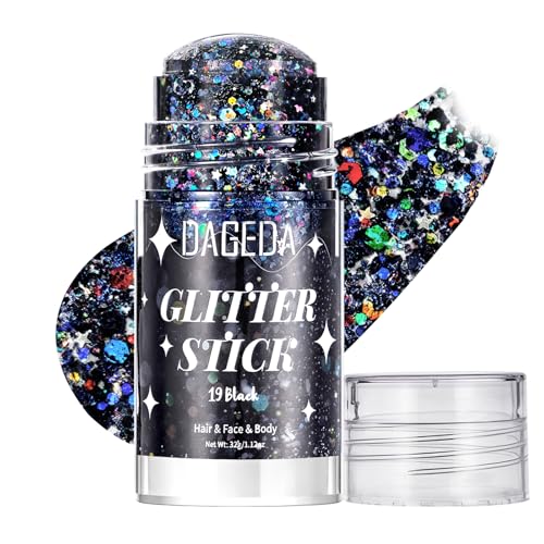 Black Body Glitter Stick for Face Hair & Body Halloween Sparkle - DAGEDA