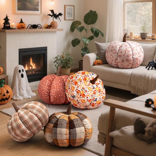 Lanpn Fall Pumpkin Pillow Set of 2 - Halloween Autumn Decor, Style D / L