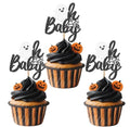 24Pcs Halloween Baby Shower Cupcake Toppers - Spooky Ghost Theme Cake Decorations