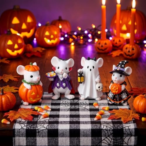 Halloween Mouse Figurines Set - 4 Cute Spooky Table Decorations - Halloween Decor