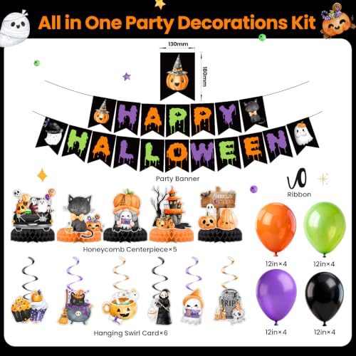 Black Halloween Decorations Outdoor Indoor Party Supplies Boo Banner Balloons