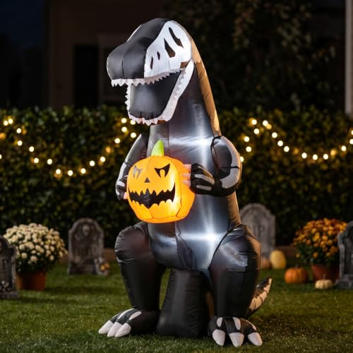 Halloween Dinosaur Pumpkin Inflatable Decoration - 6ft Horror Outdoor Decor - Dinosaur Pumpkin Variation