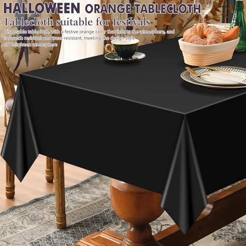 Black Plastic Tablecloths Set - 6 Pcs 54x72 Inch Rectangle for Parties & Events - Variation: Black / 6 Pcs-Rectangle