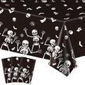 Halloween Skeleton Tablecloth Pack - 3 Disposable Plastic Coverings 54x108 Inches