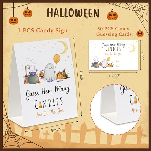 Halloween Candy Jar Guessing Game Set with Sign and Cards - Party Fun