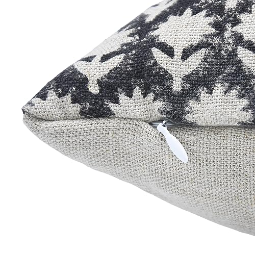 Black Handmade Linen Throw Pillow Cover 20x20 with Zipper - Farmhouse Decor