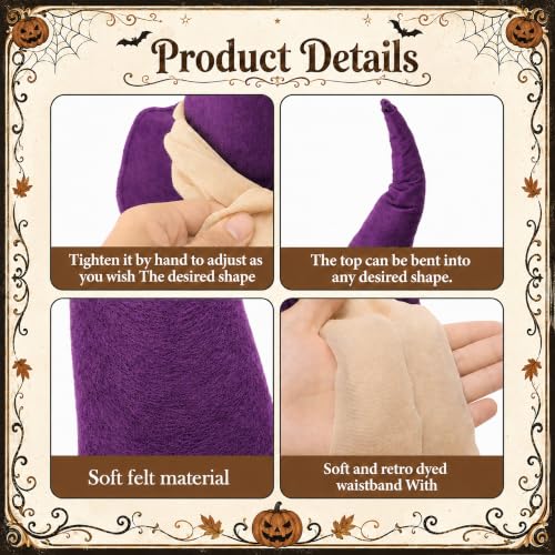 Halloween Witch Hat Table Centerpieces B Style - 3 Sizes with Gauze Ribbon - Spooky Decor