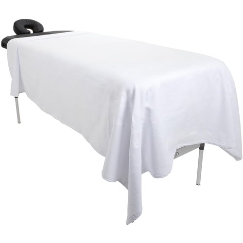 ForPro Luxury TerrySoft Flat Sheet for Massage Tables, White, Ultra-Light, Stain and Wrinkle-Resistant, 60" W x 90" L