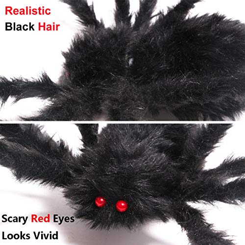 Giant Halloween Spider Decor 79 Inch Black Hairy Outdoor Indoor Props - 2 Pack