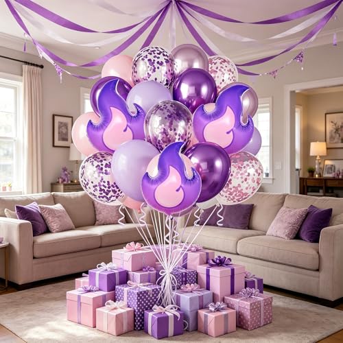 Purple Flame Balloon Set with Foil Balloons for Birthday & Party Decorations - 35PCS