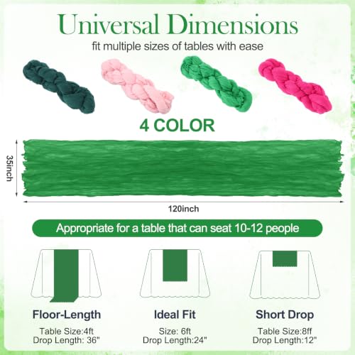 Pink and Green Cheesecloth Table Runner Set - 4 Pack for Party Decor - Variation of THIS listing