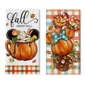 Fall Pumpkin Kitchen Dish Towels Set of 2 - Autumn Farmhouse Decor