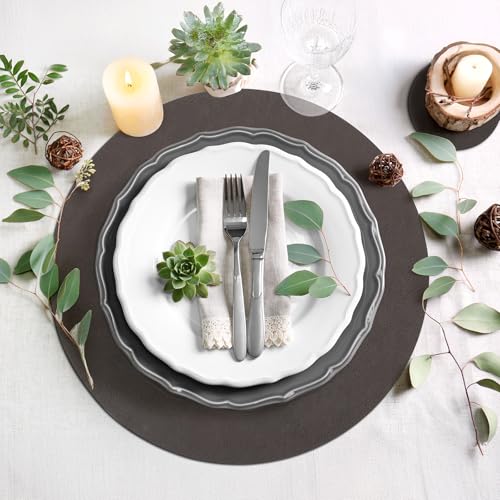 Comfoyar Faux Leather Halloween Placemats & Coasters Set of 6 - Black & Brown