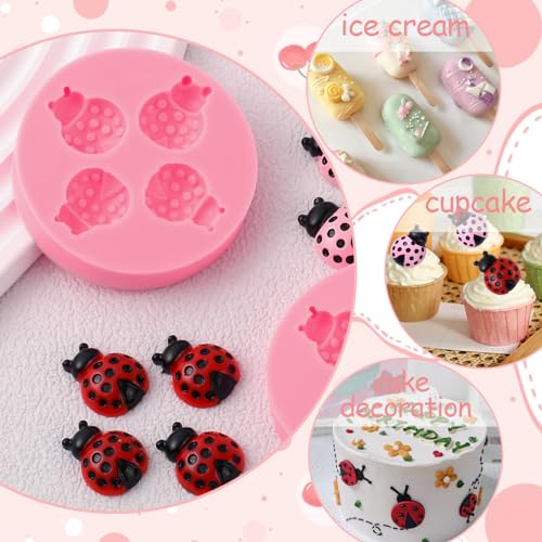 Mini Beetle Cake Decorating Mold Set - 2 Pcs Silicone Insect Shapes for Cupcakes & Confections