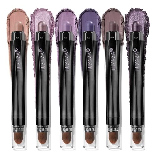 Purple Eyeshadow Stick Set 6PCS - Blueberry Variation - Metallic Matte & Shimmer Primer Pencil