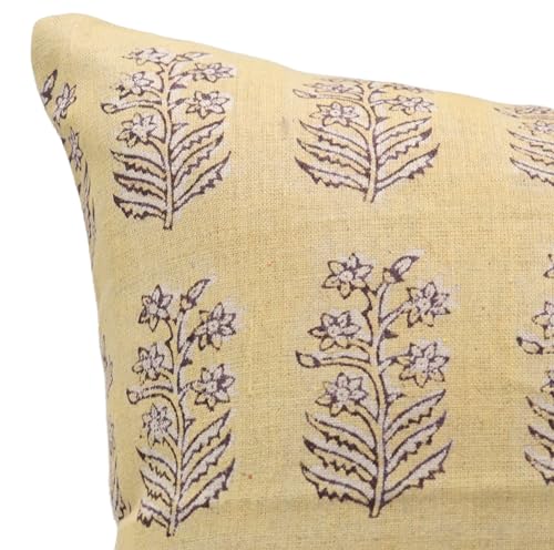 14x14 Linen Throw Pillow Cover - Mustard & Red Square Cushion for Sofa Bed