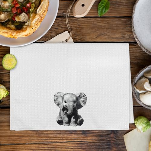 Elephant Kitchen Towels and Dishcloths Set - Nursery Decor Gifts, 16x24 Inches - Rustic Safari Jungle Theme - Variation: Elephant