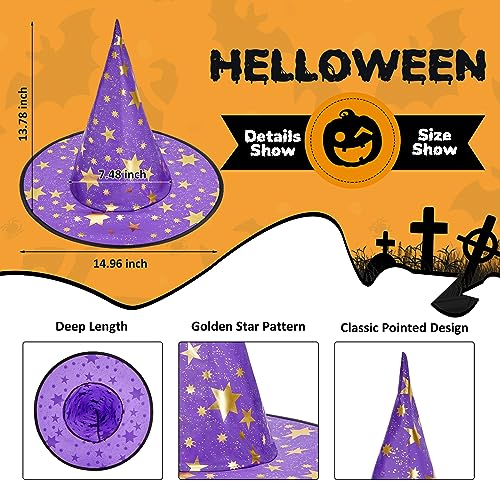 Kids Witch Hat Halloween Costume Accessory - Black & Purple, One Size