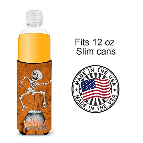 Skeleton Jumping from Witches Caldron Halloween Beverage Insulator for Slim Cans - SB3013MUK