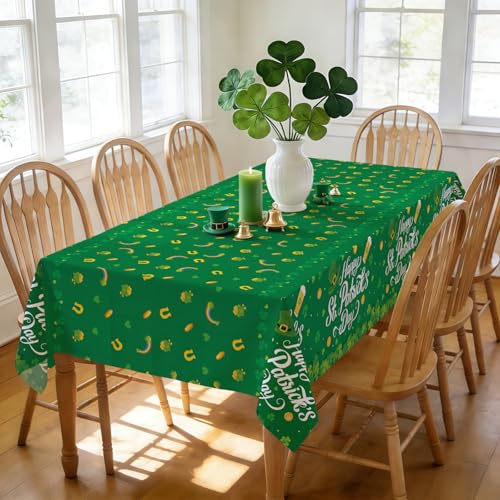 Green St Patrick's Day Tablecloths Set - 3 Pack 54 x 108 Inch Waterproof Disposable Table Covers