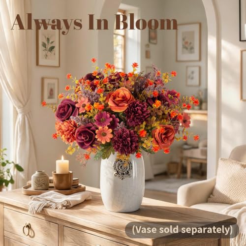 Artificial Fall Flowers for Vase - Orange & Brown Autumn Centerpiece
