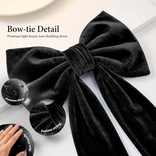 Black Velvet Christmas Bow - Large 16x79 Inch Holiday Wreath & Decor, Wedding & Party Accessory