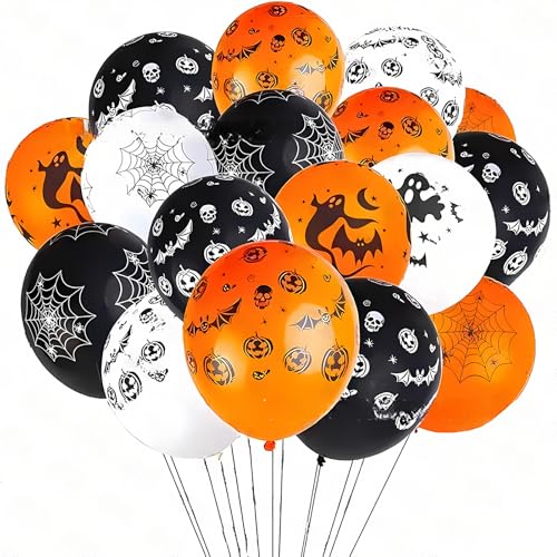 Halloween Balloons Black Orange White Latex Party Decorations - 125 Pack