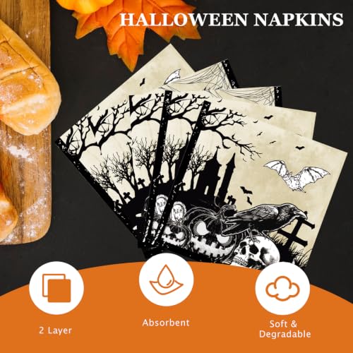 Halloween Skull Party Plates Napkins Set - 200 Pieces Halloween Skull-200