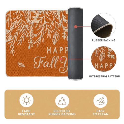 Pumpkin Fall Kitchen Mats Set of 2 - Non-Slip Decorative Floor Mats for Kitchen, Entryway
