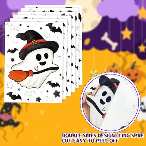 Halloween Ghost Window Clings Set - Reusable Double-Sided Decals for Glass Windows, 161 pcs, Seasonal Decorations, Variation: Ghost