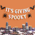 Halloween Spooky Banner with Iridescent Foil and Spider Bat Decorations - 5 Ft